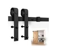 Kit de rails coulissants for porte de grange en acier au carbone, rails de porte coulissante peu encombrants, rails à roulettes robustes for garages et placards.(183cm/72.05in)