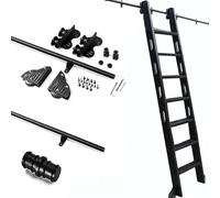 Kit de rails coulissants pour échelle de bibliothèque mobile, kit d'échelle de 1 à 6 m, kit de rails télescopiques noirs pour grenier, kit complet de rails d'échelle (sans échelle) (kit de r