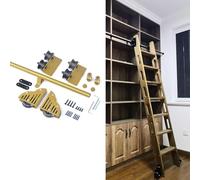 Kit de Rails coulissants pour échelle de bibliothèque roulante 100 cm-732 cm | Ensemble de Rouleaux de Piste Robuste pour étagères à Domicile ou entrepôts, en Acier Carbone(488cm Kit de Piste)