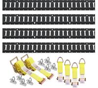Kit de rails d'arrimage E-Track de VEVOR, 18 pièces, 1524 mm Kit E-Tracks, y compris 4 rails en acier & 8 ancrages O-Ring & 4 sangles d'arrimage avec anneau en D & 2 sangles à cliquet, accessoires de