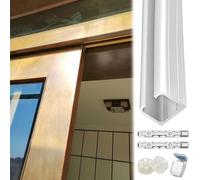Kit de rails de porte coulissante pour portes en bois de grange, placard et cloisons de balcon - Comprend des rouleaux et un rail de montage au plafond pour un fonctionnement fluide