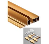 Kit de rails de porte coulissante Silent Glide - Rail en aluminium robuste de 8 mm for vitrine, bibliothèque et portes en verre de garde-robe(Gold,100cm)