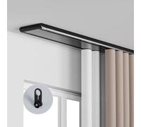 Kit de rails de rideau de plafond silencieux et robustes pour salon et salle de bain - Fonctionnement fluide - Installation facile - Design discret - Noir - 510 cm - Solutions pour rideaux