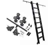 Kit de rails d'échelle de bibliothèque roulante pour échelle en métal, kit de matériel coulissant extensible pour loft bureau - Kit d'extension, rail d'échelle télescopique, kit de rail de 400 cm