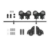 Kit de rails d'échelle mobile en acier - Rails tubulaires ronds de 1 à 7,3m, kit de quincaillerie pour échelle coulissante rétractable noire avec roulettes (sans échelle)(600cm Kit de piste)