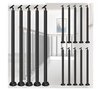 Kit de rails en fer d'intérieur à monter soi-même, balustres en métal réglables pour axe de garde-corps d'intérieur de 6,24 cm de haut, parfait pour porche, couloir et loftsNoir h