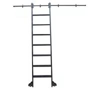 Kit de Rails Noirs pour échelle Mobile, télescopique et coulissante, pour bibliothèque, avec roulettes à Frein, 3,3 à 20 Pieds sans échelle (kit de Rails de 6,6 pieds/200