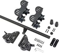 Kit de Rails pour échelle coulissante de bibliothèque - Kit de quincaillerie pour échelle roulante, Rails de quincaillerie pour échelle de Bureau (sans échelle) Accessoires de Rail Rond (Noir 200cm)
