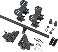 Kit de Rails pour échelle coulissante de bibliothèque - Kit de quincaillerie pour échelle roulante, Rails de quincaillerie pour échelle de Bureau (sans échelle) Accessoires de Rail Rond (Noir 200cm)