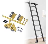 Kit de rails pour échelle coulissante robuste 100cm 2m 244cm 3m 4m 5m 6m | Quincaillerie pour échelle de bibliothèque roulante, kit pour porte de grange coulissante (sans échelle)(200cm Kit de piste)