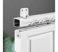 Kit de rails pour porte coulissante à faire soi-même - Système de rail argenté de 2,5 m - Matériel de patio à fonctionnement silencieux - Montage au plafond et au mur - Installation facile
