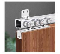 Kit de rails pour porte Kit de rails pour porte de grange coulissante robuste, rouleaux en nylon à 8 roues, rail en aluminium de 3 mm d'épaisseur(Silver,2m/78.7in/6.6ft)