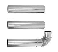 Kit de Rallonge de Cheminée en Acier Inoxydable 3 Pièces | Tube 60mm, 2 Conduits Droits 30cm et Coude 90°, pour Poêle à Granulés