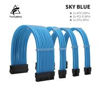 Kit de rallonges PSU série NCK1,câble couleur unie Combo 300mm ATX24Pin PCI-E8Pin CPU8Pin avec peignes - Type Sky Blue-Kit A