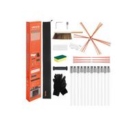 Kit de Ramonage 12 m Brosse Ramonage Cheminée Extensible Outil de Nettoyage Flexible 90° pour Conduits de Cheminées Carrées