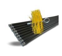 Kit de ramonage classique conduits gainés | Hérisson rond synthétique | Ø150mm | 9 cannes noires Ø17mm creuses | 9*1,4 m |