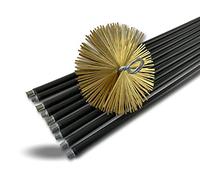 Kit de ramonage classique conduits non gainés | Hérisson acier plat | Ø 250 mm | 9 * 1,4 m | 9 cannes noires Ø 17mm creuses | Cheminées | Kibros 4KIT25ALO