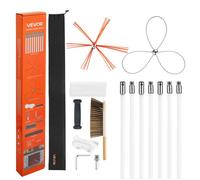 VEVOR Kit de Ramonage de Cheminée Extensible à 7 m, Kit de Nettoyage avec 2 Têtes de Brosse pour Cheminée Carrée, Rectangulaire et en Arche, Cannes Flexibles en Nylon, Brosse et Lunettes de Protection
