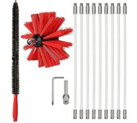 Kit de Ramonage de Cheminée - YYV - 36 m - Brosse en Nylon 100 mm - 9 Tiges Flexibles - Acier Inoxydable