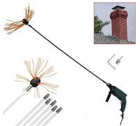 Kit De Ramonage Ensemble De Ramoneur De Cheminée électrique, Perceuse à Brosse De Cheminée Kits D’Outils De Balayeuse Rotative Motorisée avec Tiges Flexibles 6/8/10/12, Orange, 6 m