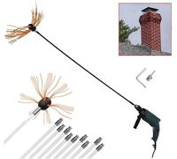 Kit De Ramonage Ensemble De Ramoneur De Cheminée électrique, Perceuse à Brosse De Cheminée Kits D’Outils De Balayeuse Rotative Motorisée avec Tiges Flexibles 6/8/10/12, Orange, 10 m