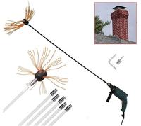 Kit De Ramonage Ensemble De Ramoneur De Cheminée électrique, Perceuse à Brosse De Cheminée Kits D’Outils De Balayeuse Rotative Motorisée avec Tiges Flexibles 6/8/10/12, Orange, 8 m