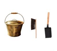 Kit de Ramonage pour cheminée 3 : Seau Brosse en Fer pour Poêle à Granules et Insert - Nettoyage Suie Débris 18x24cm(3-piece set)
