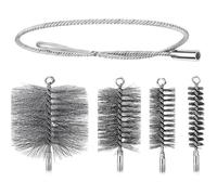 Kit de ramonage pour cheminée et conduit 4 brosses 30/50/80/150 mm avec tige flexible en acier de 1 m