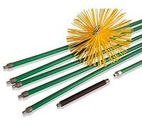 Kit de ramonage pro conduits gainés | Hérisson synthétique | Ø 180 mm | 8 m en 6 cannes autobloquantes Ø 18mm creuses | Ressort de départ | 5 * 1,4 m + 1 * 1 m | Cheminées | Kibros 5KIT18Nb