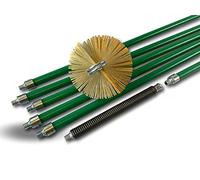 Kit de ramonage pro conduits non gainés | Hérisson acier | Ø 125mm | 8 m en 6 cannes vertes autobloquantes Ø 18mm creuses | Ressort de départ | 5 * 1,4 m + 1 * 1 m | Cheminées | Kibros 5KIT125ACO