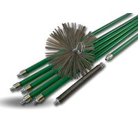 Kit de ramonage pro conduits non gainés | Hérisson acier | Ø 180mm | 8 m en 6 cannes vertes autobloquantes Ø 18mm creuses | Ressort de départ | 5 * 1,4 m + 1 * 1 m | Cheminées | Kibros 5KIT18ACO