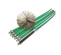 Kit de ramonage pro conduits non gainés | Hérisson acier plat | Diam. 200 mm | 8,50 m en 6 cannes autobloquantes | Ressort départ