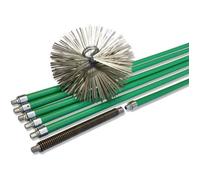 Kit de ramonage pro conduits non gainés | Hérisson acier plat | Diam. 250 mm | 8,50 m en 6 cannes autobloquantes | Ressort départ
