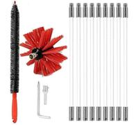 Kit de ramonage - PZCC - Système de verrouillage à bouton - 9 tiges flexibles - 410 mm par tige - Compatible perceuse