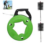 Kit de Ramonage, Tire Fils Electrique avec Deux Brosses 60 mm, 10M Aiguille Tire Fil avec Compartiment Rangement, Kit Ramonage Poele Pellet pour Cheminée, Poêle, Tuyau Poêle, Nettoyage Tuyaux Fumée