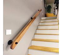 Kit de rampe d'escalier antidérapant en bois massif - Barre d'appui intérieure de 3,4 m pour sécurité des personnes âgées - Barre de soutien murale pour loft et couloir - Système de clavette de niche