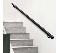 Kit de rampe d'escalier en fer forgé noir avec supports et vis pour intérieur et extérieur - Solution de sécurité durable et élégante