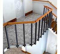 Kit de rampe d'escalier extérieur réglable en fer forgé et bois pour marches de porche et jardin, améliore la sécurité et l'esthétique