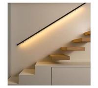 Kit de rampe d'escalier moderne à LED de 80 cm avec barres d'appui rondes en aluminium avec supports muraux d'intérieur pour escaliers et couloirs - Finition noire, sûre et élégante