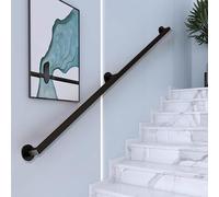 Kit de rampe d'escalier mural en métal - Options multicolores - 420 cm - Noir - Durable - Rampe de sécurité pour escaliers - Installation facile - Tailles réglables