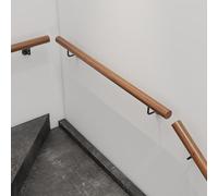 Kit de rampe d'escalier mural rustique en bois massif de 0,3 à 6,1 m avec supports en acier inoxydable, barre d'appui antidérapante pour enfants et personnes âgées, garde-corps de terrasse intérieur