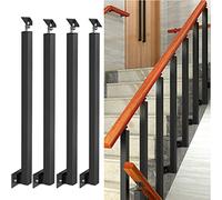 Kit de rampe d'escalier noir - Balustres et poteaux carrés de 100 cm, montage latéral, lot de 4 pour balcon, couloir, porche - Solution de sécurité domestique robuste et élégante