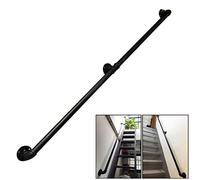 Kit de rampe d'escalier réglable pour personnes handicapées - 0,3 m à 3 m - Noir - Pour extérieur et intérieur - Avec supports - Sécurité pour marches et escaliers