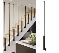 Kit De Rampes D'escalier - Balustres En Fer Forgé, Rampes D'escalier Intérieures, Barre D'appui De Sécurité Murale Latérale, Pour Loft, Porche, Couloir, Villa, Hôtel(Black,4.8ft/145cm)