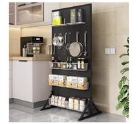 Kit De Rangement Double En Métal Perforé, Organiseur De Rangement Sur Pied, Organiseur D'outils Mobile Avec Roulettes Et 20 Crochets, Pour Supermarchés, Ateliers Et Entrepôts(Zwart,60x40x120 cm)