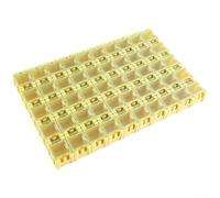 Kit de rangement électronique SMD 50 pièces avec profil rectangulaire compact et couvercle à joint élastique pour l'organisation de l'établi (jaune)