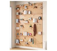 Kit de rangement mural en bois pour la maison, le bureau et le garage - 40 x 60 cm - Panneau d'affichage polyvalent en couleur bois