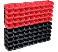 vidaXL Kit de bacs de stockage 96 pcs avec panneaux muraux Rouge et Noir