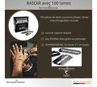 Kit De Rasage Barbier Professionnel Noir-Inclut Rasoir Manuel,100 Demi-Lames Derby&Étui Élégant