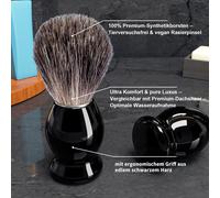 Kit De Rasage-Bol-Blaireau De Blaireau-Support-Cadeau-Kit De Rasage Pour Homme-Manche En Résine Précieuse Noire